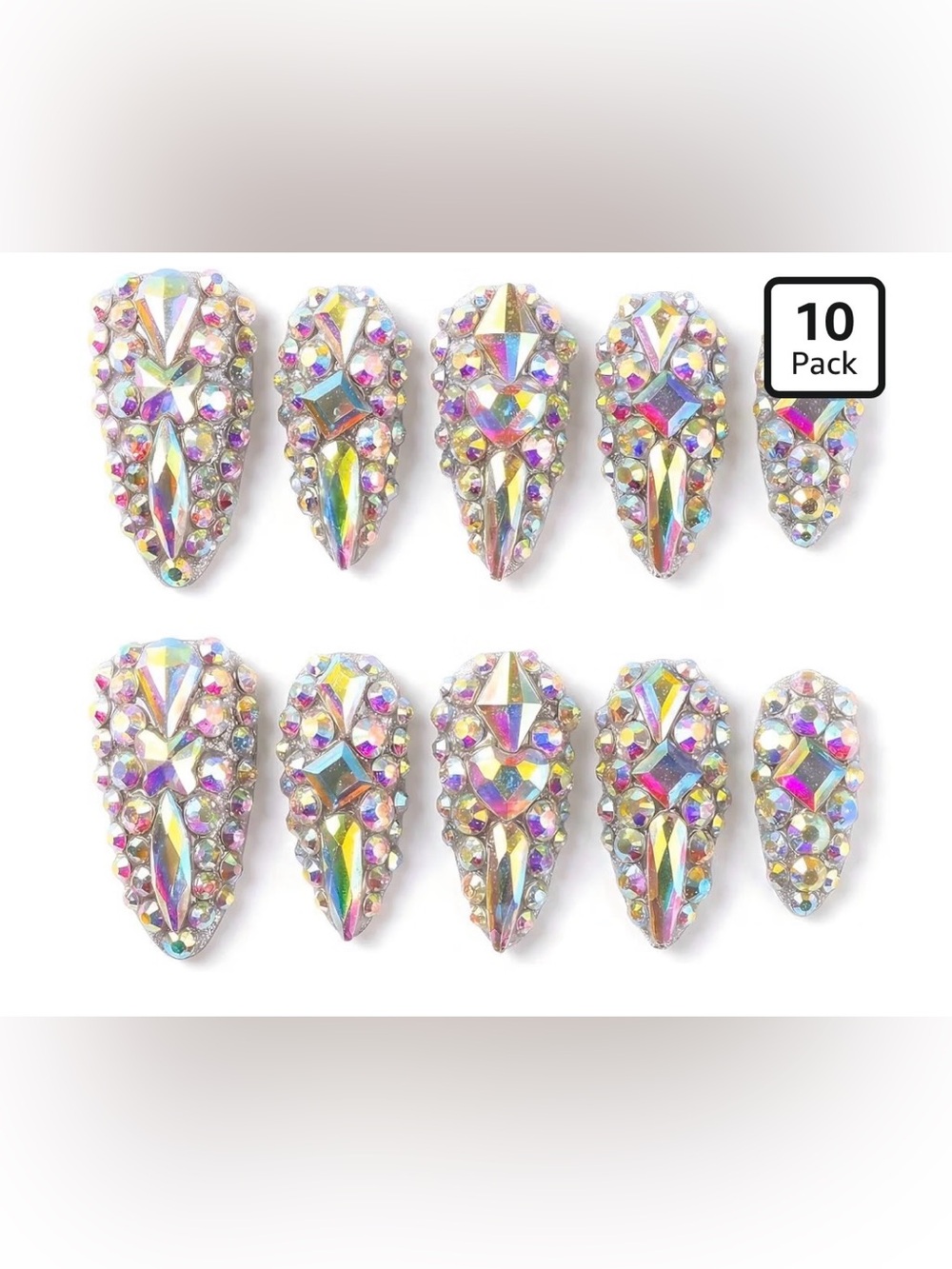NEW Rhinestone Press On Nails | Medium Almond | Size M
